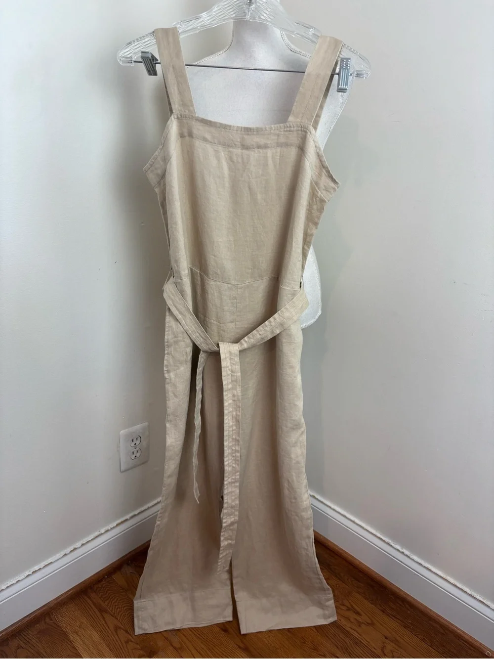 Quince 100% European Linen Square Neck Jumpsuit In Driftwood Size Small NWT